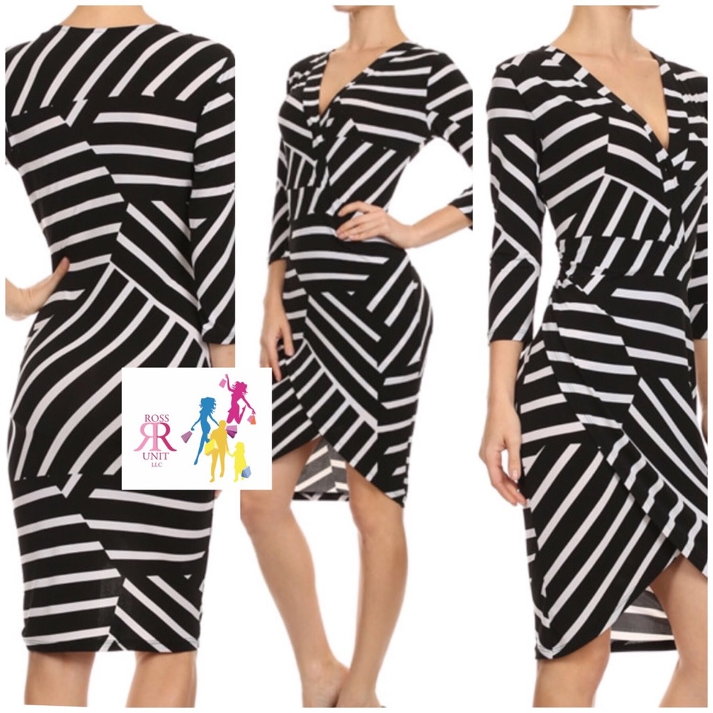 Striped Out Low Cut Dress